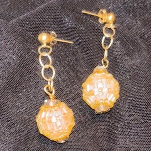 Chic Gold Beaded Drop Earrings